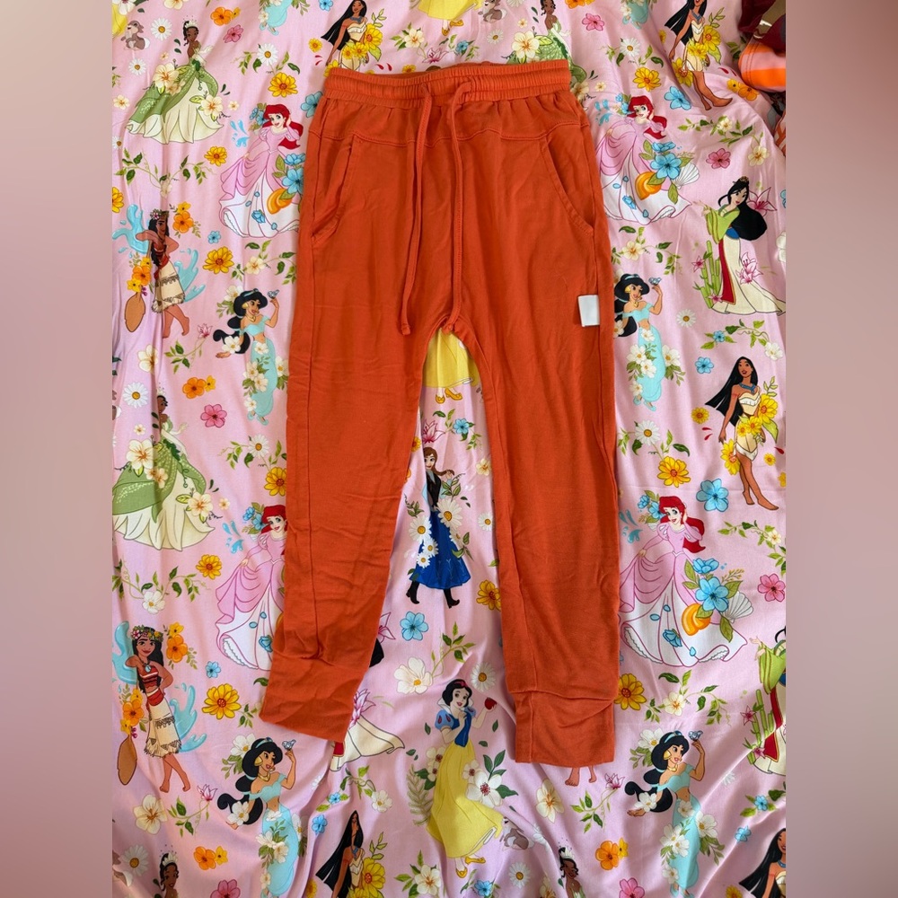 Bamboo Bliss Orange Drawstring Jogger Pants 18-24 GUC